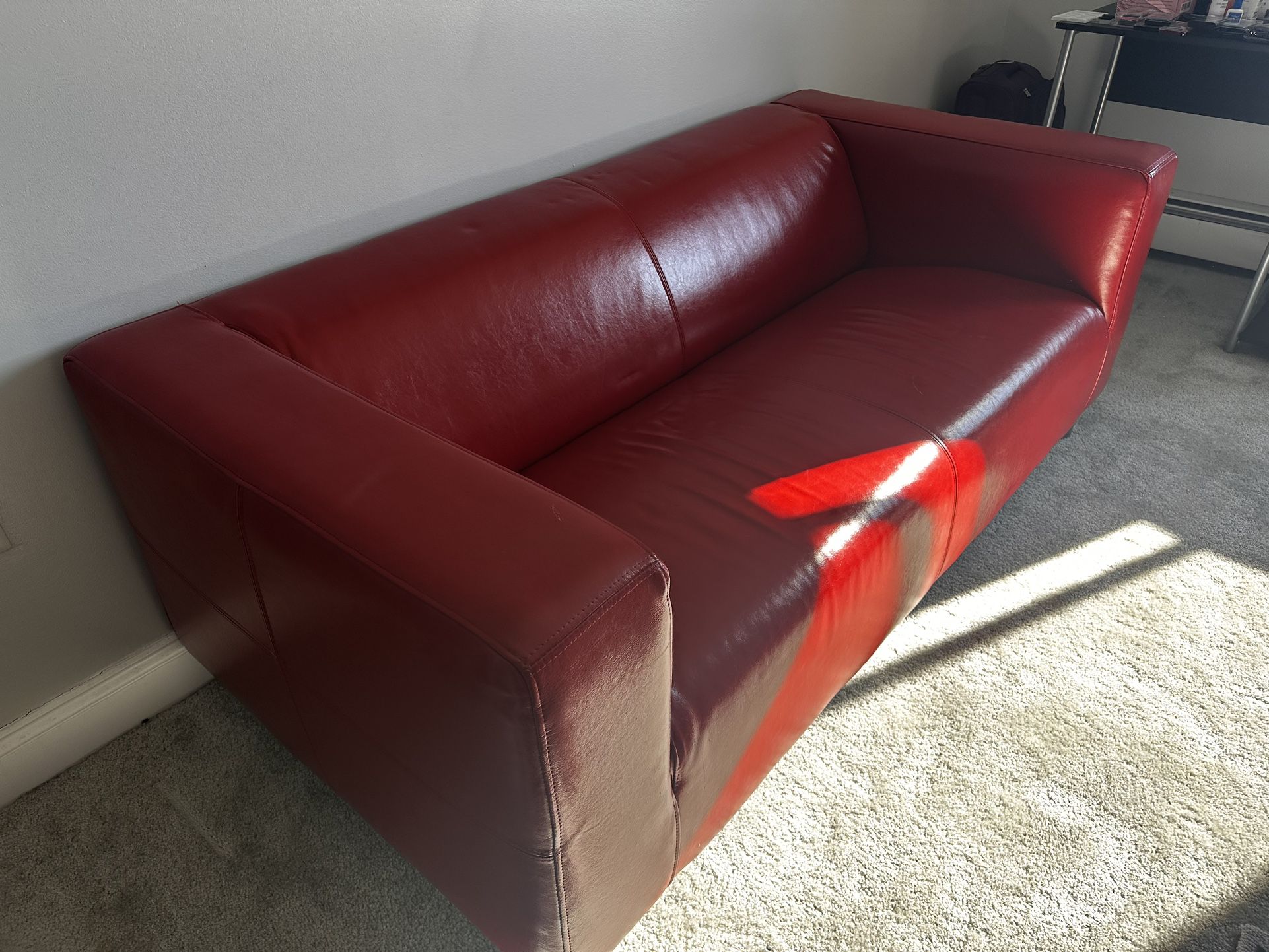 Classy Red Leather Couch