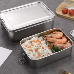 Stainless Steel Lunch Box With Removable Dividers 850ML Stainless Steel Lunch Box For Kids And Adults Dishwasher Safe