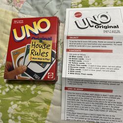 1988 Uno House rules Card Game