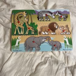 Melissa And Doug Peg Puzzles Safari Well Loved With Child’s Name On Back