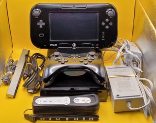 Nintendo Wii U Deluxe WUP-101(02) 32GB Black Console W/ Wii U Pro  Controller [Tested & Working]