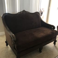 Traditional Sitting Area Living Room Love Seat Chair Solid Wood Dark Cherry Traditional Design