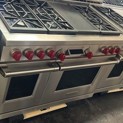 Wolf 48”Wide Dual Fuel Range Stove In Stainless Steel 