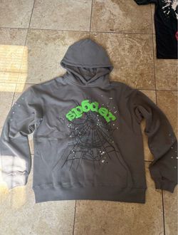 Sp5der Gray Hoodie Green