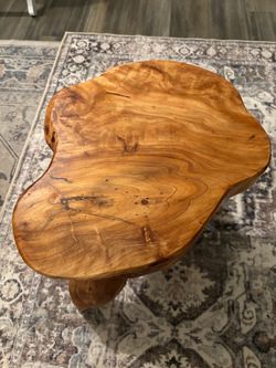 H Tree Stump Stool, Cedar Natural Wood Side Table