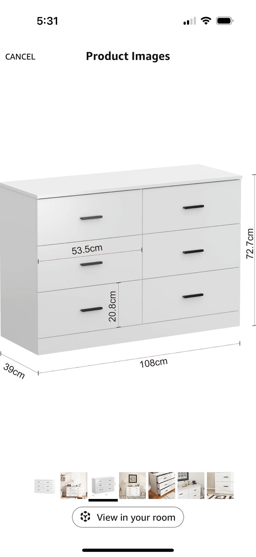 Modern 6 Drawer Dresser for Bedroom