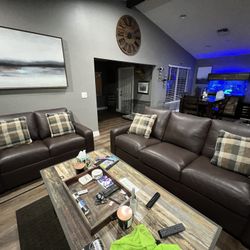 Brown American Leather Couch & Loveseat From Macys