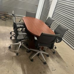 Conference Table 72”x36” With 6 Herman Miller Setu Chairs