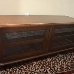 Wood tv stand with glass door big cabinets