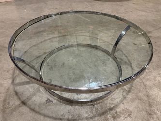 Round Chrome & Glass Coffee Table