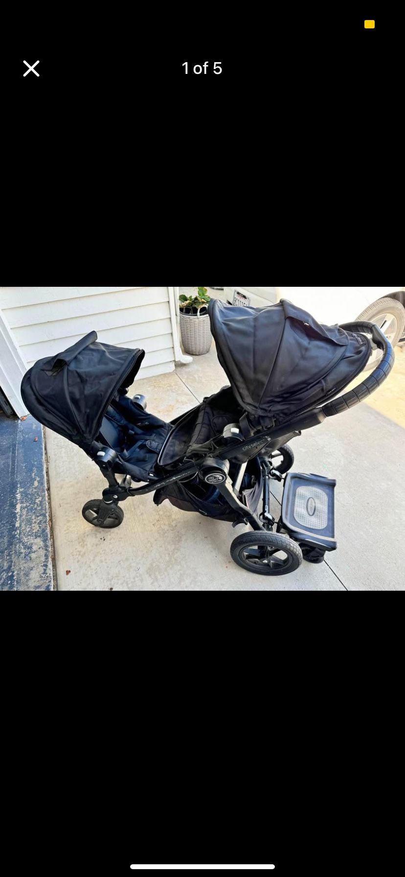City Select Double Stroller with skateboard and extra seat