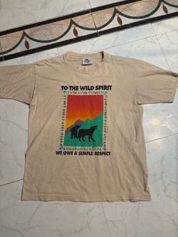 Vintage Earthly Concerns tan T-shirt Large