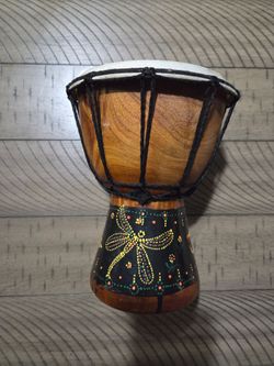 6" x 9"  Painted Wooden Percussion Bongo Congo Drum