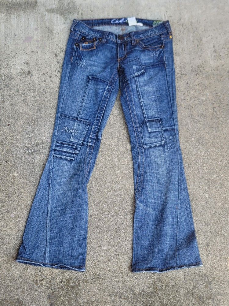 Vtg Y2K O'neill Premium Low Rise Distressed Flare Jeans