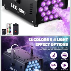Fog Machine, 800W Smoke Machine With 13-Color LED Effects, 3500CFM Smoke Machine Fog Output, Wired And Wireless Remote Control, Ideal For Halloween, W