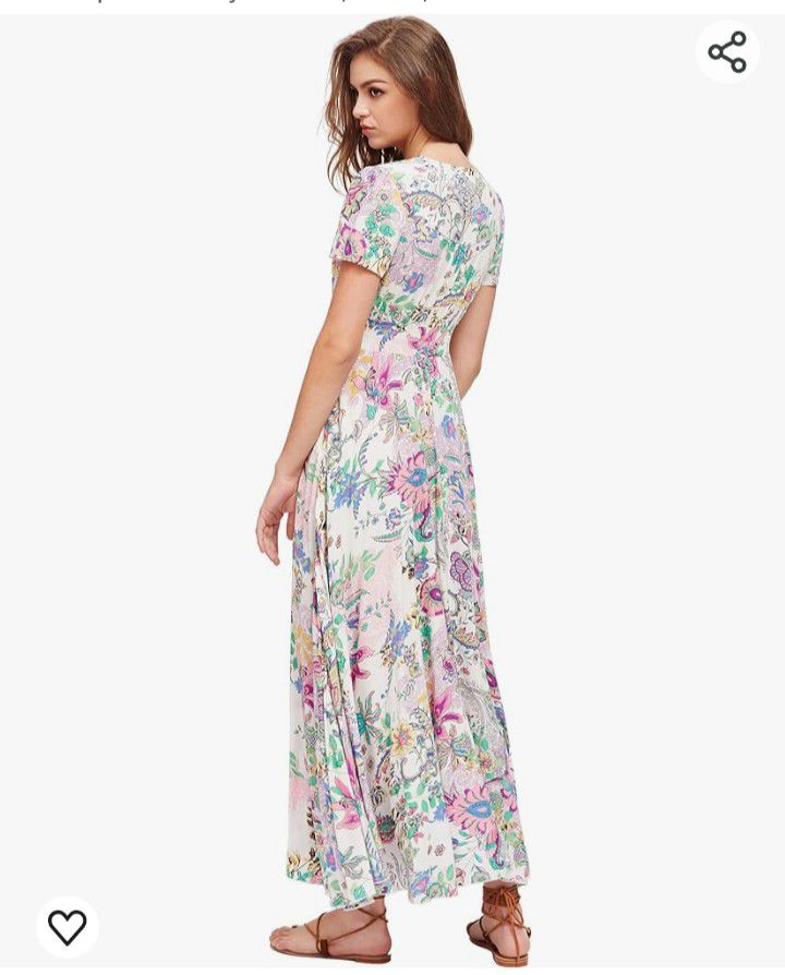 Maxi Wrap Party Dress for Women with Floral Print