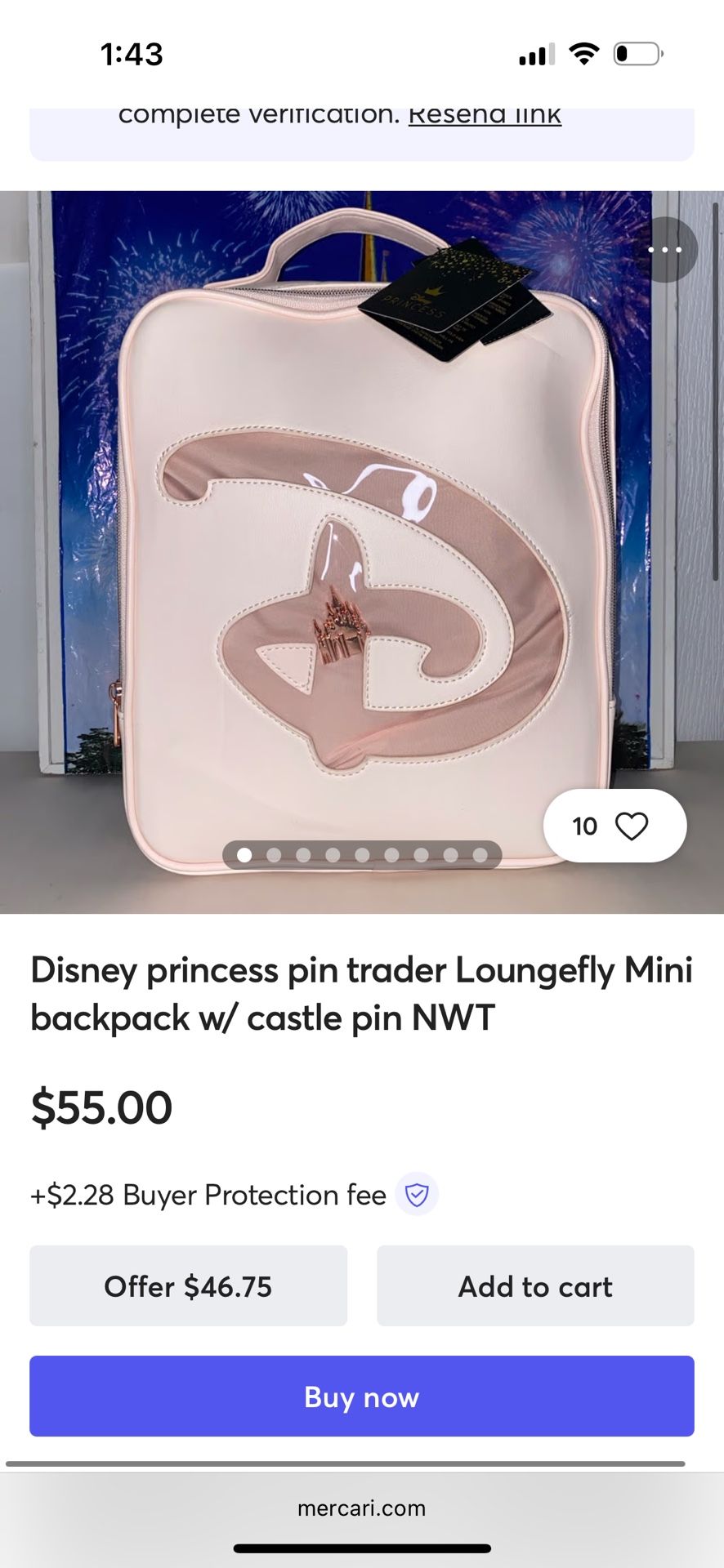 Disney Bag Pack With Castle Pin