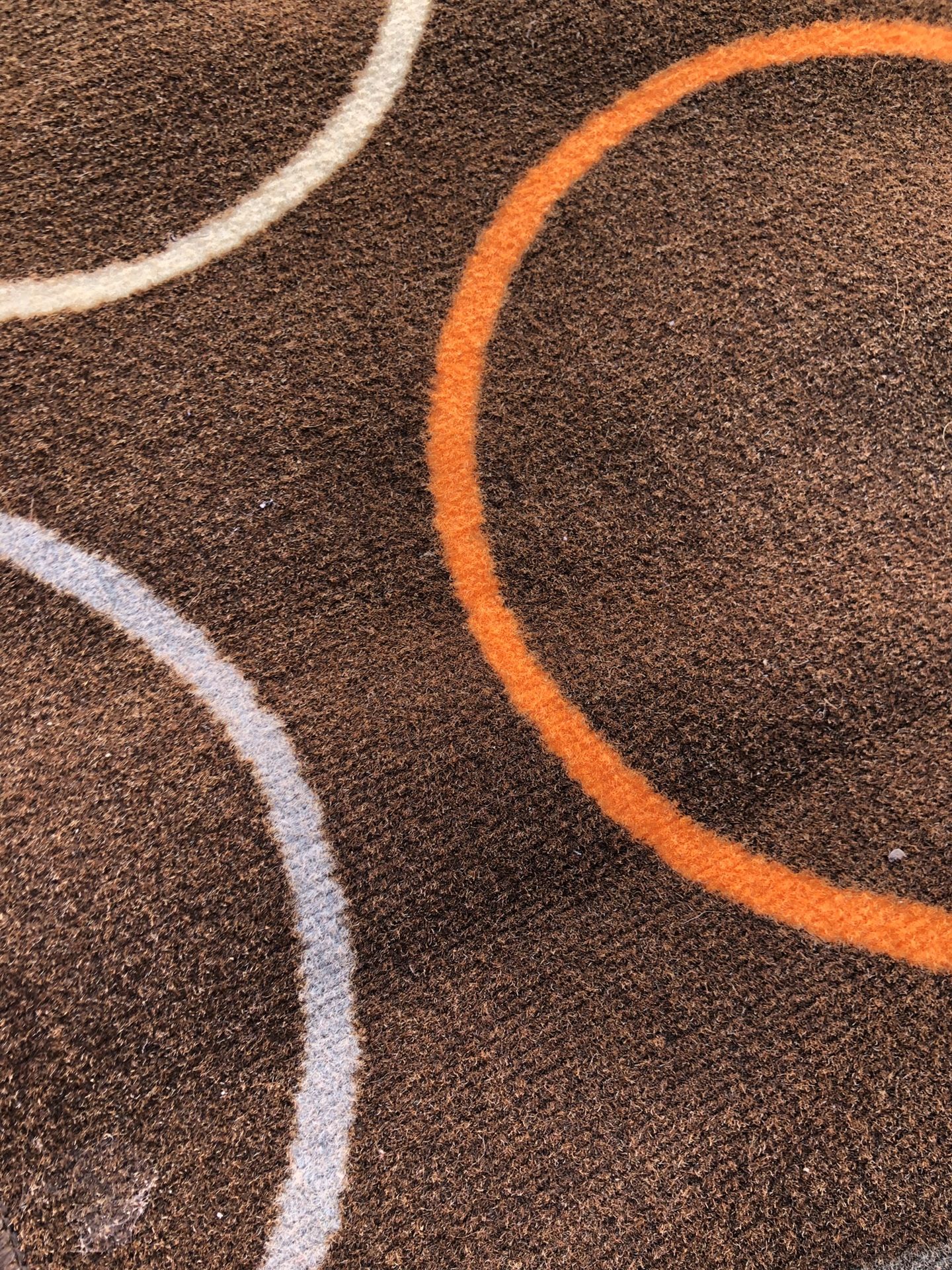 82” x 52” Area Rug - Modern Circles Earth Tones Brown Orange Tan Grey