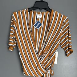 Medium Cropped Yellow Striped Top