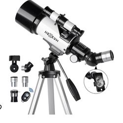 Telescope for Kids & Adults - 70mm Aperture 500mm AZ Mount Fully Multi-Coated Optics Astronomical refracting Portable Telescopes, with Tripod Phone Ad