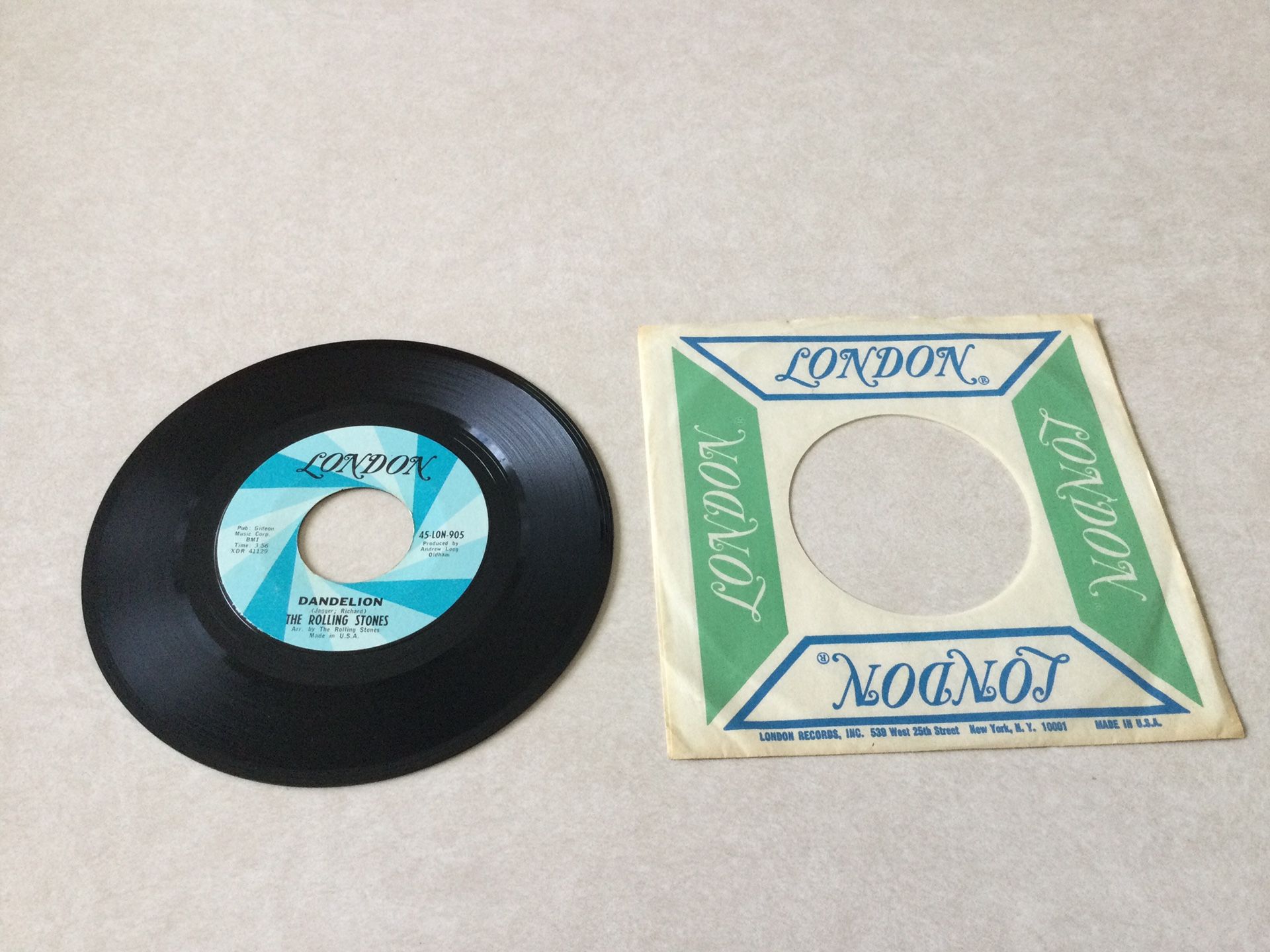 THE ROLLING STONES 45 RECORD - “WE LOVE YOU /DANDELION “- LONDON LABEL
