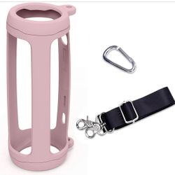 LTGEM Silicone Protective Case for JBL Flip 6 Portable Bluetooth Speaker with Extra Carabiner and Strap- Pink (Case Only) 2pc