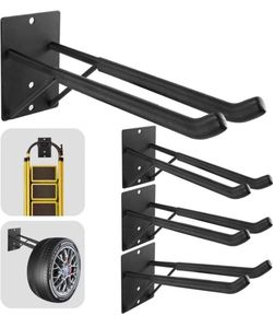 Tanzfrosch 14" Large Garage Hooks with 3 Support Rods, Heavy Duty Steel Garage Storage Wall Hooks for Garden Tool Organizer, Shed Oraanizer ladder Hoo