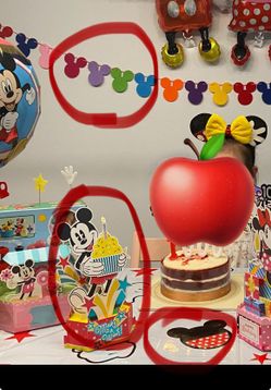 Mickey party table+Birthday Card+ Garland 
