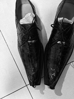Belvedere Black Crocodile Dress Shoes