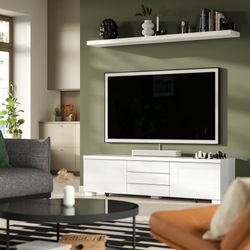 Ikea Besta Burs High Gloss White TV Stand/Bench Unit