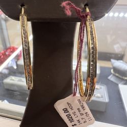 14k Diamonds Hoops Earrings 