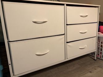 5 Drawer White Fabric Dresser