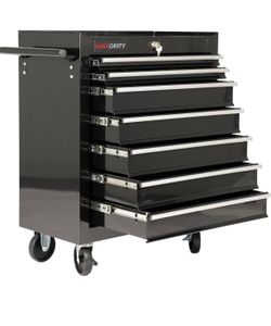 7-Drawer Heavy-Duty Rolling Tool Chest Cabinet with Lock Mobile Cart for Garage & Workshop, Black