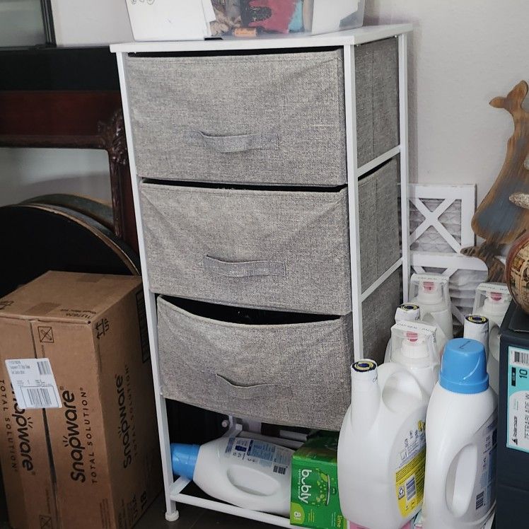 3ft Tall White Grey 3 Drawer Drawer Rack Shelf Storage Organization Bin