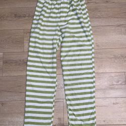 Dr. Seuss The Grinch Pajama Pants Mens Small Green White Striped Fleece Soft