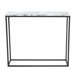 New In Box_ White Faux Marble Console Table , Unassembled