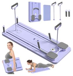  Pilates Board - Pilates Reformer Set, Multi-Purpose Foldable Pilates Reformer Board for Home, 5 in 1 Pilates Sliding Board