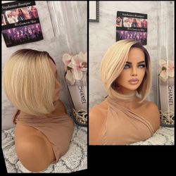 Human Hair Blended Lace Front Wig 