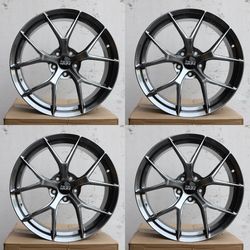 19x8.5 & 19x9.5 5x114.3 ET38 Hyper Black Wheels CB73.1 Fits Nissan Honda Mazda Toyota Lexus