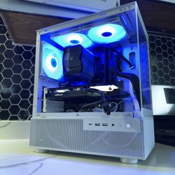Custom White Gaming PC – Ryzen 5 + RX 6600 – 1TB SSD – Clean Build