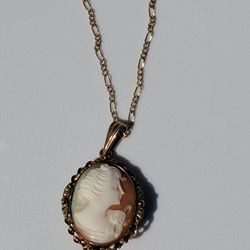 Cameo Italiano Necklace with Rose Cameo Cross Madonna, 18"