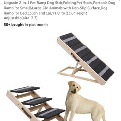Upgrade 2-in-1 Pet Ramp Dog Stair,Folding Pet Stairs,Portable Dog Ramp for Small&Large Old Animals with Non-Slip Surface,Dog Ramp for Bed, Couch and C