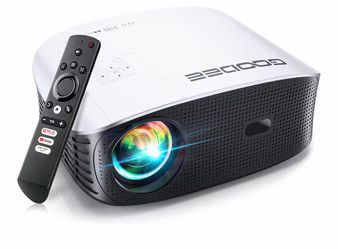 GooDee 4K Smart Projector with 5G WiFi and Bluetooth, Built-in Streaming Apps, Dolby Audio 400" Outdoor Movie Projector for Home Theater, Compatible w