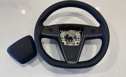 New Tesla Model X S Steering Wheel Round Original 2024 2023 OEM Center Horn Yoke