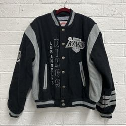 Kings Los Angeles Wool Acrylic Snap Button Bomber Jacket - Large