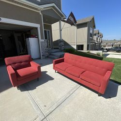 Mid Century Sofa Couch and Matching Chair