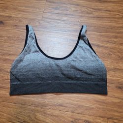 CMX Women's L/XL Gray Black Striped Ombre Sports Bra