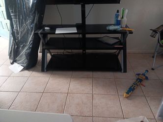 Black 3-Shelf TV Stand with Metal Frame