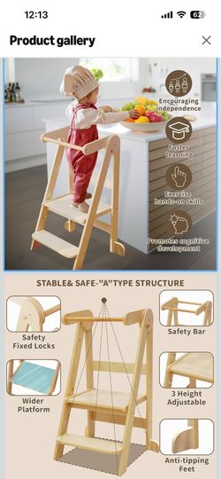 Brand New Foldable Montessori Learning Tower | Kids Kitchen Helper Step Stool