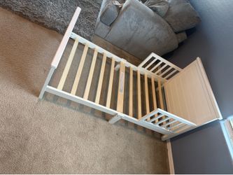 Child Craft Woodland Flat Top Toddler Bed for Kids with Guard Rails